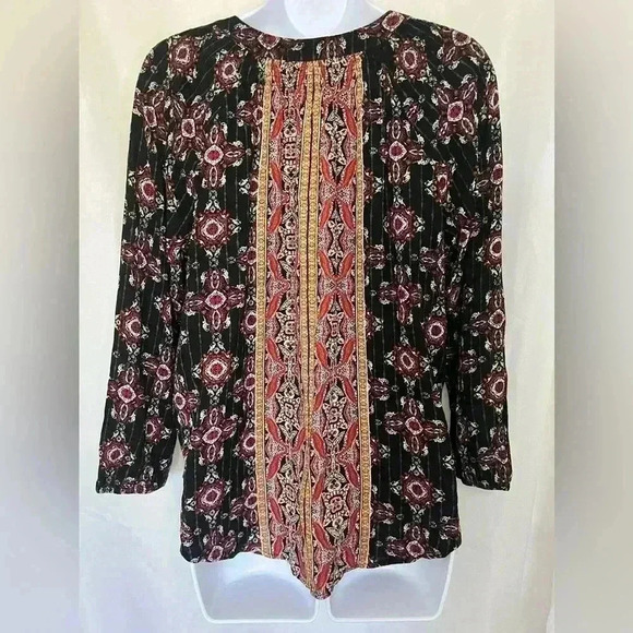Mason & Belle Boho Paisley Top/Blouse, size Small, Red/Black/Multi Prairie Girl - Picture 2 of 8